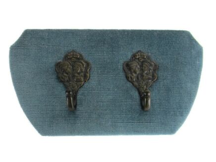 Mini Vintage Mid Century Modern Coat Kitchen Hallway Rack Modernist Blue Velvet