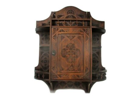 Gorgeous Dutch Hand Carved Ornate Kitchen Apothecary Bathroom Medicine Cabinet