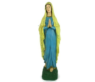 Large Monastry Chapel Statue Virgin Mary Madonna Our Lady of Lourdes  Plaster France 33.46"
