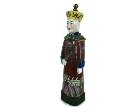 Chinese Statue Figurine Laughing Emperor Qing Dynasty Polychrome Lovely 14.96"