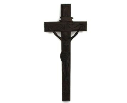 Completely Hand Carved Wood Oak Hanging Crucifix Cross Corpus Jesus Christ
