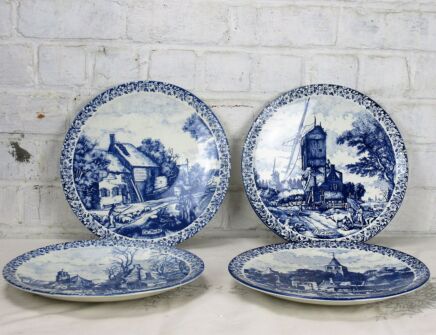 Set of 4 Delft Blue Charger Plates four Seasons Spring Summer Autumn Winter