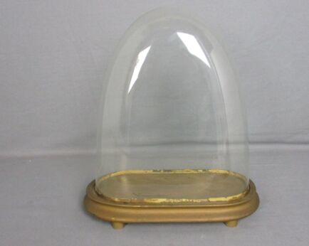 Antique Victorian Oval Hand Blown Glass Pointy Globe Dome Doll Clock 12.59" 10.9"