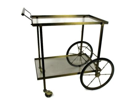 Bar Cocktail Tea Cart Trolley Hollywood Regency Kitchen Island Brass Very Stylish Smoked Glass