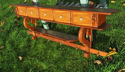 Antique Hand Carved Oak Coat Kitchen Rack Cabinet 5 Drawers Lion Heads WOW