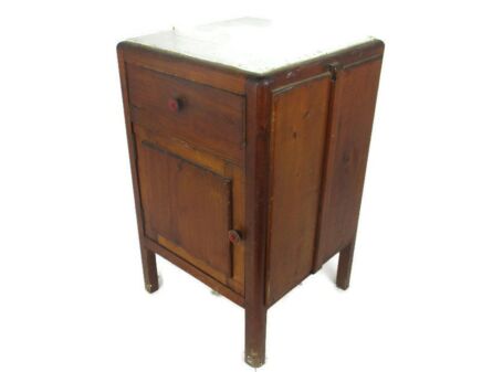 Antique  Art Deco Brown Side Cabinet Lamp End Table Nightstand   Carved Wood Pine