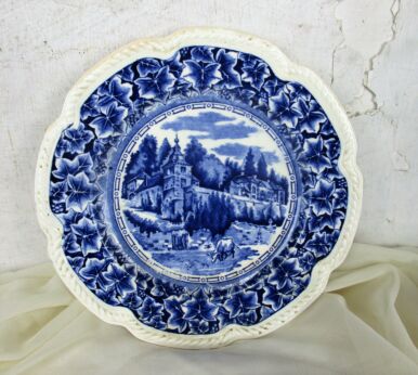 Petrus Regout Maastricht Holland Plate Canne 1944 Blue White Landscape HTF