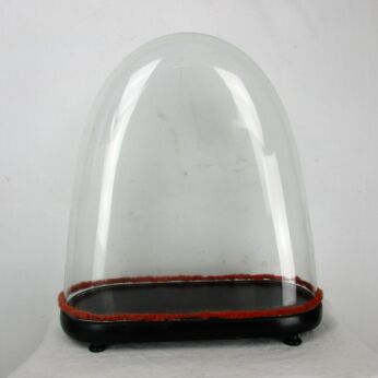 XL Antique Victorian Oval Hand Blown Glass Globe Dome Clock Steampunk 20" x 19"!