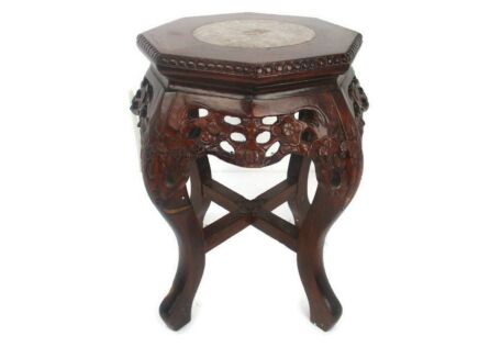 Hand Carved Wooden Chinese Marble Top Hall Console Table Pedestal Bonsai Stand