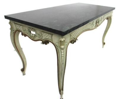 French Provincial Coffee Side Wine Table Hand Carved Wood Marble Top Gorgeous