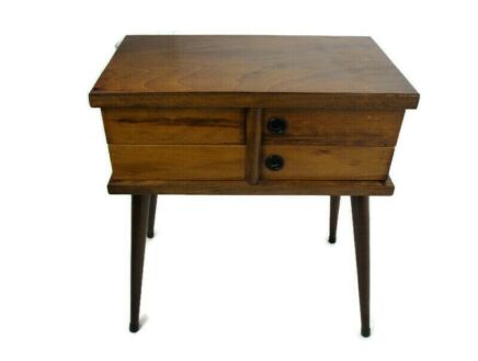Vintage Nightstand Mid Century Danish Modern style End table Modernist Funky era Eames 4 drawers WOW