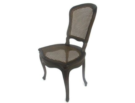 Antique  Hand carved Wooden Parlor Chair Rush Cane Seating  Ornate Gorgeous  Louis XV style