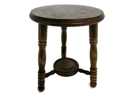 Vintage Hand Carved wood 2 Tier Milking Stool Pedestal Table Plant Flower Bonsai Stand Side Table Barn Country Style