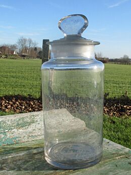 Large Vintage Glass Counter Display Apothecary Candy Jar Round with Lid