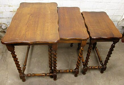 Antique Vintage Barley Twist Nesting Side Tables set of 3 Gorgeous