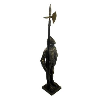 Brass Harness Soldier Medieval Halberd Heavy Armour Statue Figurine Decorative