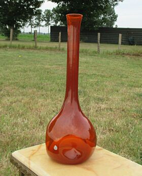 Vintage Italian Large Orange Mid Century Glass Goblet vase Jar dents