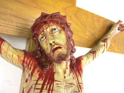 Dramatic Hand Carved wood Hanging Crucifix Art Piece Plaster Corpus Antique WOW