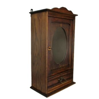 Gorgeous Retro Kitchen Apothecary Bathroom Wall hanging Cabinet Oval Mirror Oak