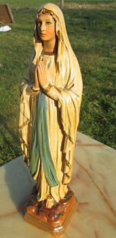 Belgian Vintage Plaster Virgin Mary Madonna statuette Holy 12.8" Catholic
