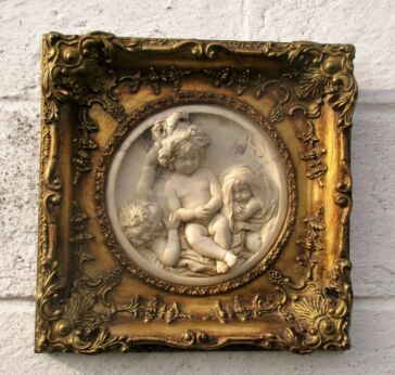 Framed Wall Plaque Angels Children Stone Compound Gorgeous Frame Romantic