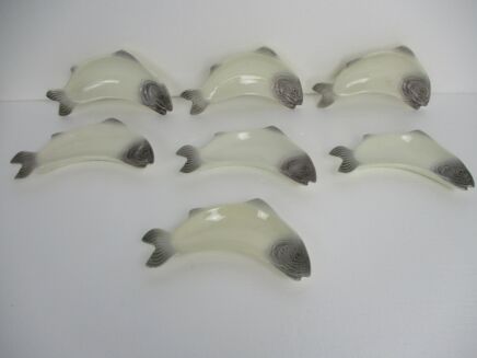 set of 7 Fish Bones Plates Vintage Waechtersbach West Germany Porcelain HTF
