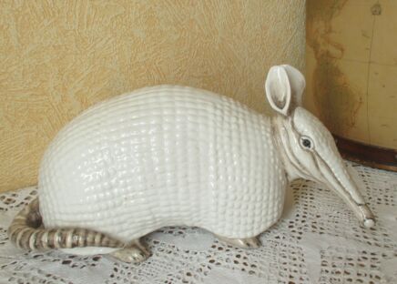 Vintage Italian Ceramic Ronzan Armadillo Animal sculpture Lenzi Mollina essevi