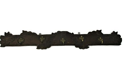 Large Antique Hand Carved Wood Wall Shelf Coat Hat Kitchen Rack Ornate 41.73"