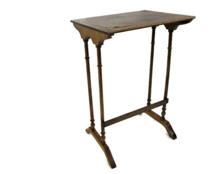 Antique French Hand Carved Wood Coffee Wine Side Table Inlay Marquetry Barn Country Farmhouse style