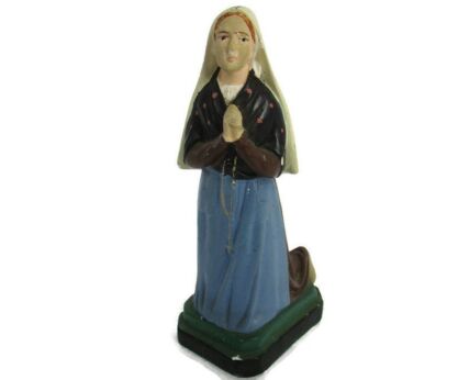 Miniature Figurine Statue Plaster  St Bernadette Soubirous Lourdes 6.49"