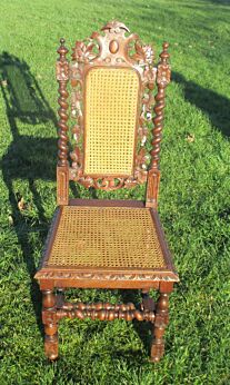 Antique Barley Twist Hand carved Wooden Parlour Chair Rush seating Gorgeous