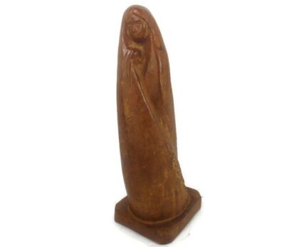 Statue Virgin Mary Madonna Infant Child Tenderness Terra Cotta Gorgeous   23.22"