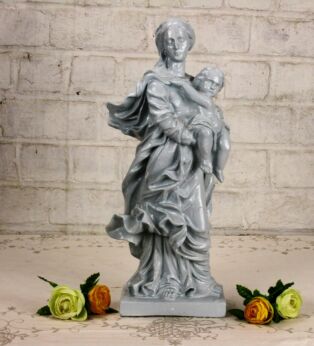 Vintage Virgin Mary Madonna & Child Plaster Statue heavenly Blue Gorgeous
