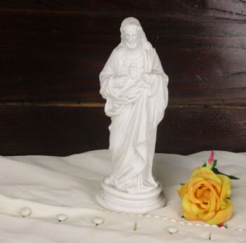 Antique Small Statue Jesus Christ Holy Heart Bisque Andenne HTF Collector 8.26"