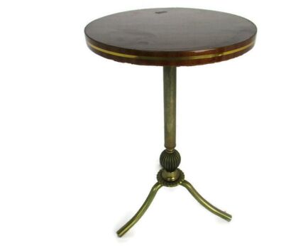 Vintage Side Coffee Wine Table Funky Formica Round Retro Brass Tripod Legs