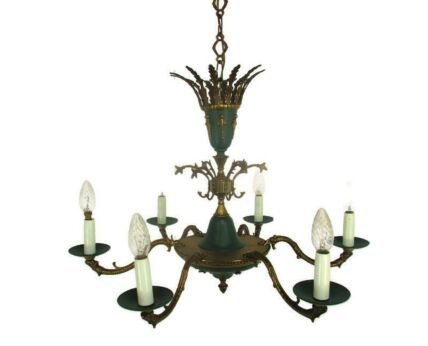6 Arms Lights Chandelier Revival French Empire Impressive Toleware Lovely