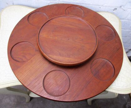 Vintage Danish Modern Teak Rotating Tray Lazy Susan era Digsmed Nissen