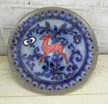 Beautiful Cobalt Blue Wall Plate Charger Merkelbach Grenzhausen Germany Deer