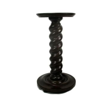 Hand Carved Wooden Barley Twist Pedestal Display Side Table Plant Stand 25.39"