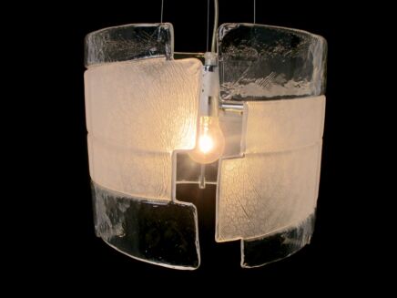 Italian Design Mazzega Murano Chandelier Light Frosted Iced Art Glass Marked