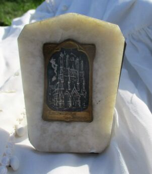 Small Relic Cathedrale du Reims France on Marble stand Lovely Plaque