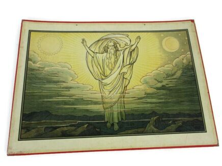 Antique Religious Cardboard Print Mosella 1913 Trier And God Created