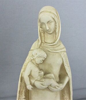 Virgin Mary Madonna Holy Mother Infant Child Plaster Statue on granite base 10.03"
