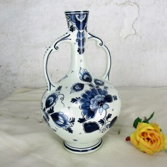 Vintage Delft  Vase Blue White Royal Goedewaagen two handles 9.84"