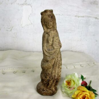 Antique French Statue Virgin Mary Our Lady Madonna Protection Statue Plaster HTF