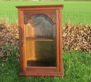 Large Carved Wood Medicine Bathroom Cabinet Beveled Glass Door Display