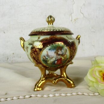 Candy Dish Bowl with Lid Centerpiece Marked Ludwigsburg Porcelain