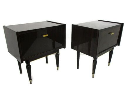 Pair Couple Double Vintage Nightstands End tables Mid Century Modern Wood Retro WOW
