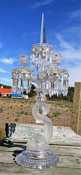 Stunning Large Baccarat French Candelabra Crystal Dolphin Prisms Marked Rare