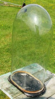 Xl Victorian Antique Oval Hand Blown Glass Dome Globe Mantel Clock 19.7"